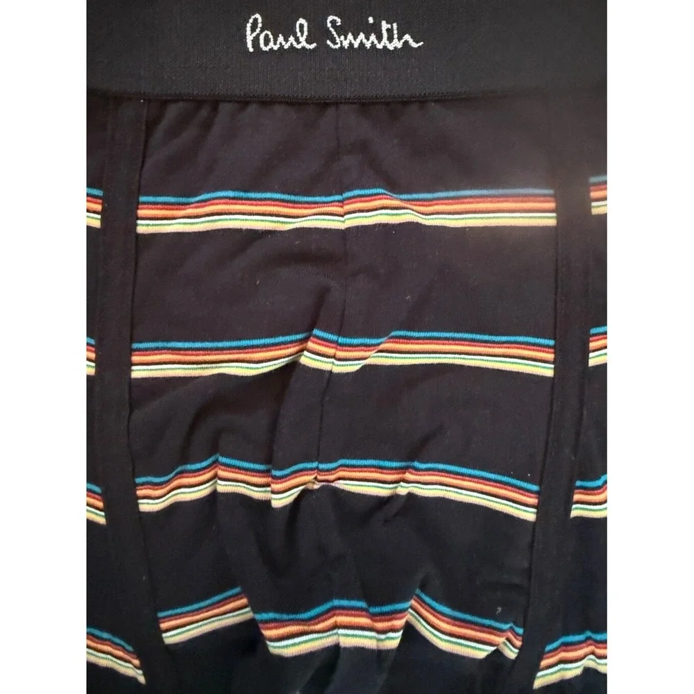 Paul Smith Mens Small Boxer Briefs Navy‎ Blue Striped Standar Trunk Black